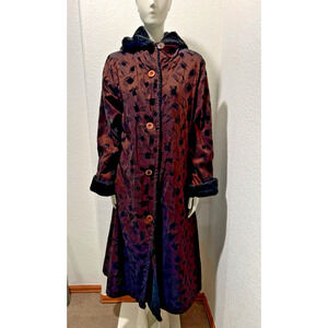 Maralyce Ferree Whimsigoth S Long Coat Iridescent Brown Black Velvet Artsy Hood
